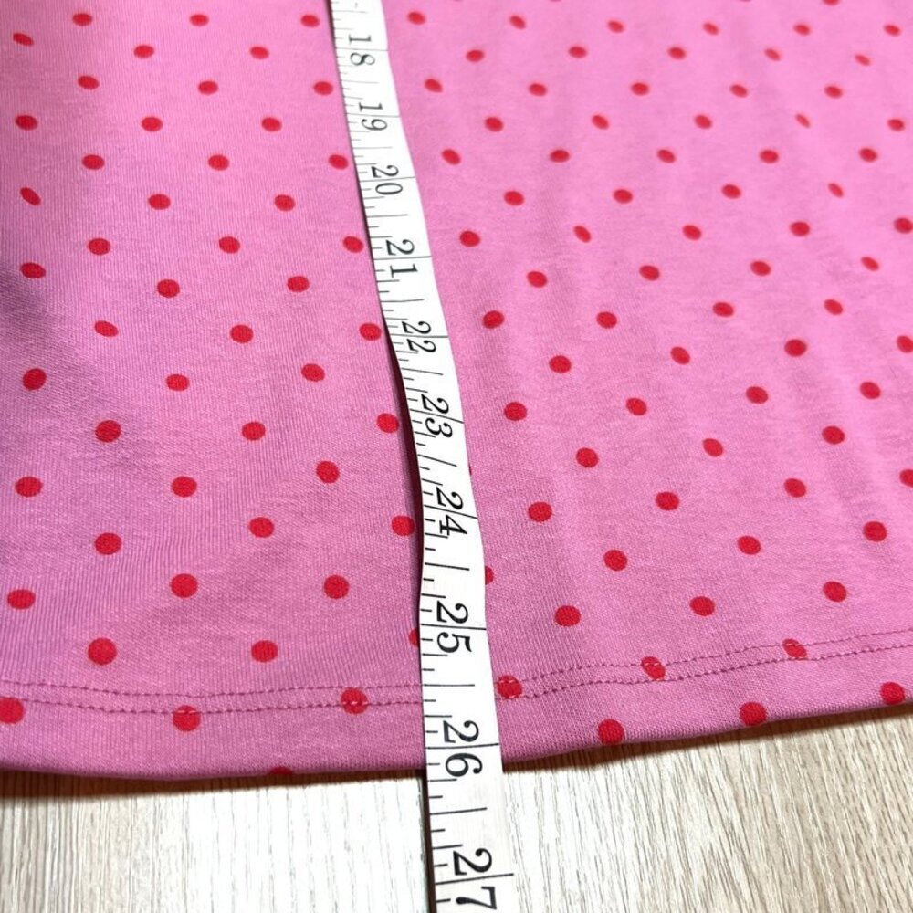 Style & Co Long Sleeve Tee Shirt Women's XL Dusty Pink Red Polka Dots Scoop Neck - Picture 11 of 12